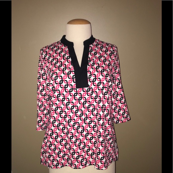 Rafaella Tops - Rafaella  pink and black geometric design